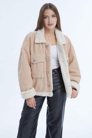 Selectmoda Kadın Çift Cepli İçi Kürklü Fitilli Mont Somon