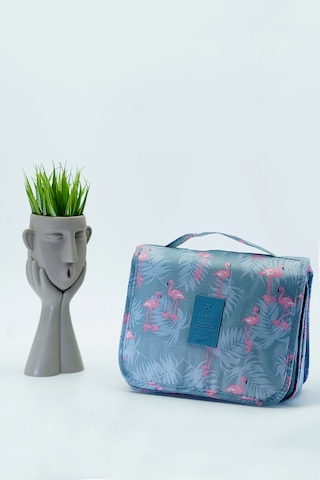 Çok Fonksiyonlu Askılı Makyaj Çantası Flamingo Desen Büyük Boy