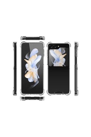 Samsung Uyumlu Galaxy Z Flip 5 Kılıf Zore Nitro Anti Shock Silikon Renksiz
