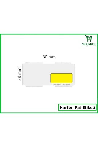 80x38 Mm Karton Termal Raf Reyon Etiketi Sarı Fiyat Çerçeveli 1 Rulo: 1000 Adet Etiket 1 Koli: 50 Rulo Etiket