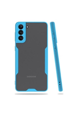 Samsung Uyumlu Galaxy S21 Plus Kılıf Platin Silikon - Mavi Diğer