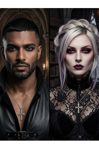 Unisex Gotik Haç Kolye Kırmızı Gri Gümüş Vintage Cross Kolye, Retro Zincir Kolye, Kadın Erkek Punk Gothic 76334751