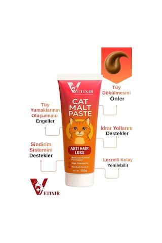 Tüy Dökülme Engelleyici Malt Paste Tüy Yumağı Ve Kusma Önleyici Multivitamin Kedi Malt Macun 100 Gr