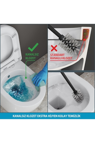 Aqua Bagno Cocon 2.0 Kanalsız Asma Klozet 49 Cm Yavaş Kapanır Kapaklı 2 Parça Set Beyaz Beyaz