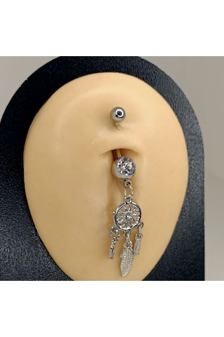 Aya Tasarım Gümüş Renk Dreamcather Model Göbek Pierceing Gümüş