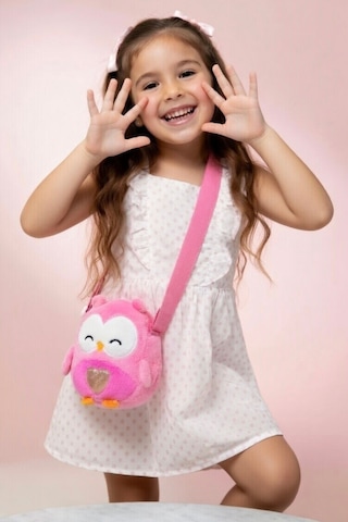 Mollycrush Kız Çocuk Pembe Baykuş Figürlü Peluş Çanta Sevimli Ayarlanabilir Askılı Omuz Ve Çapraz Çanta Pembe