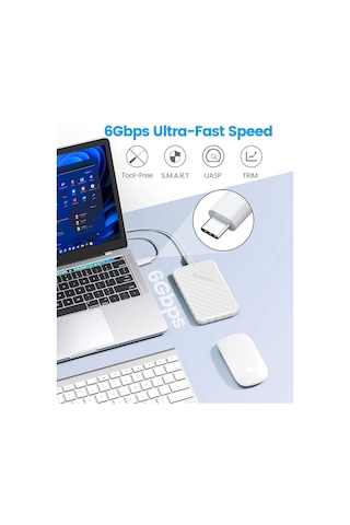 Orico 25PW1C-C3 Type-C to Type-C USB3.1 Gen1 6 Gbps 2.5” SATA SSD Hard Disk Kutusu Beyaz