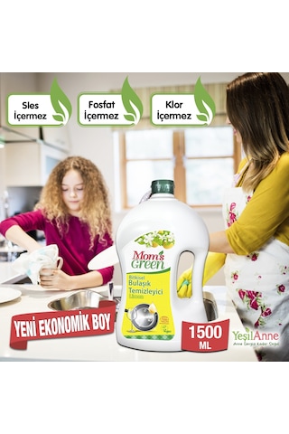 Mom's Greent Bitkisel Elde Bulaşık Temizleyici Limon 2 x 1500 ML