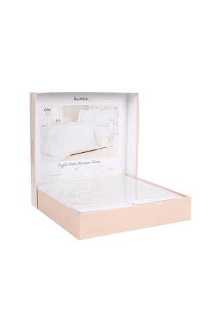 Özdilek Line Çift Kişilik Saten Nevresim Takımı Beyaz 200 x 220