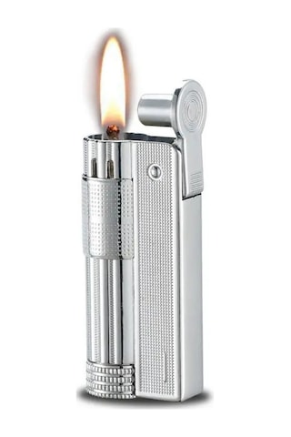 Premiumquality Tek Alevli Gümüş Metal Muhtar Çakmağı