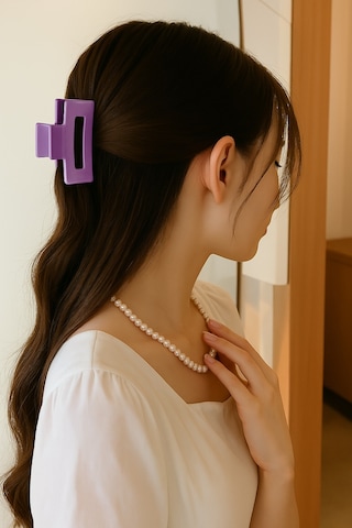 Mor Renk Televizyon Model Mandal Saç Tokası 11 Cm - Şık Ve Dayanıklı Mor