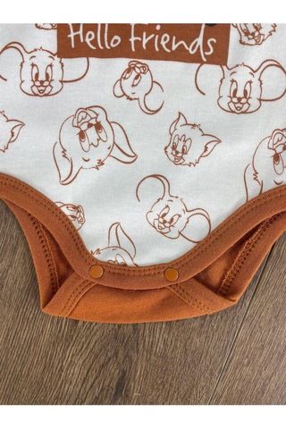 2d2b Hello Friends Alttan Çıtçıtlı Bereli Unisex 3lü Bebek Takım Kahverengi