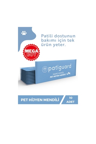 Patiguard Pet Hijyen Mendili Nano Gümüş Evcil Hayvan Pet 10 Adet