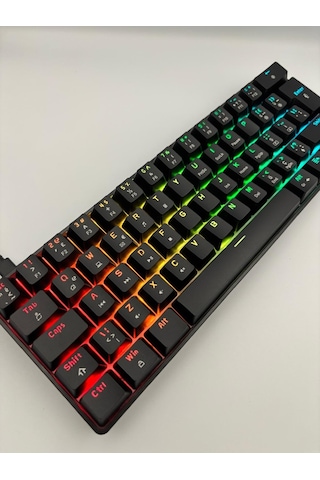 T60 Siyah Renk Mavi Switch Rgb Mekanik Kablolu Driverli Oyuncu Klavyesi T60 Mini Türkçe Q Klavye