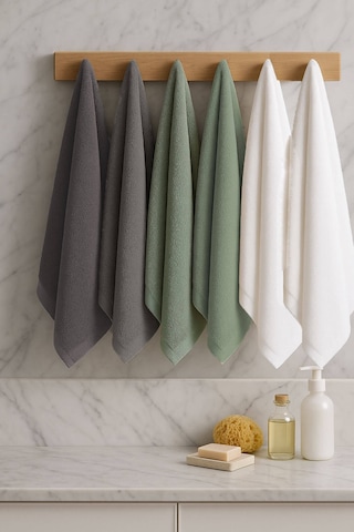 6 Lı Softtouch El Yüz Banyo Havlusu Seti %100 Pamuklu 50x90 Cm Gri