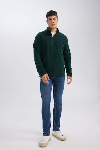 DeFacto Yeşil Tüylenme Yapmayan Soğuk Geçirmez Regular Fit Dik Yaka Fermuarlı Polar Sweatshirt Y3996AZNSGN245