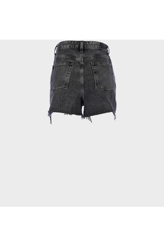 Antrasit Yüksek Bel Patı Fermuarlı Yıprtamlaı Jean Şort C 4534-094 Antrasit