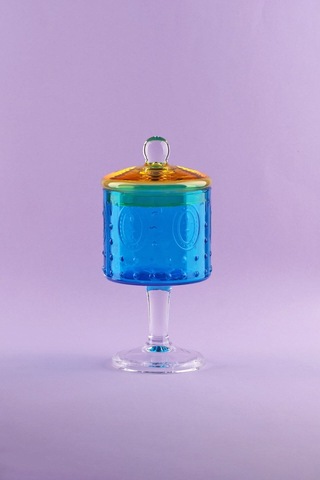 Glore Kavanoz Fleur Ayaklı Turkuaz Sarı 83323 Çok renkli