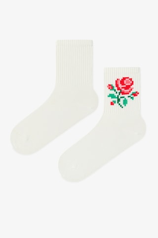 Penti Beyaz - Multi Pixel Rose 2'li Soket Çorap
