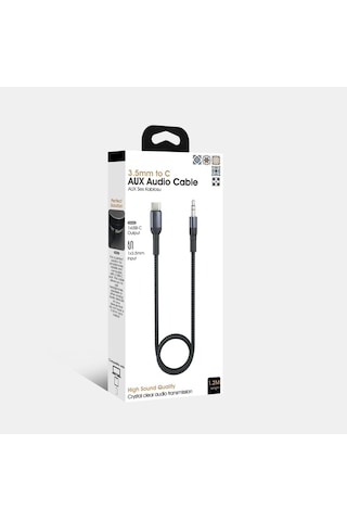 3.5 Mm To Type-c Ses Aktarma Kablo Dönüştürücü 1.2 Mt Aux Type-c Ses Kablosu