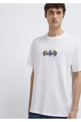 Mavi - Batman Baskılı Beyaz Tişört 0613204-620
