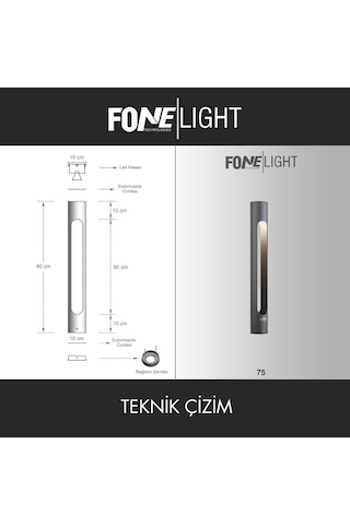 FoneLight Velora 80 cm LED Bahçe Aydınlatma Direği Antrasit Alüminyum IP65 Peyzaj Yürüyüş Yolu Aydınlatması 3000K
