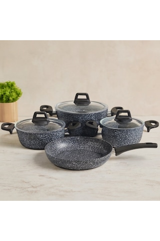 7 Parça Granit Tencere Ve Tava Seti 20-24cm Derin, 27cm Cam Kapak, 26cm Tava Diğer