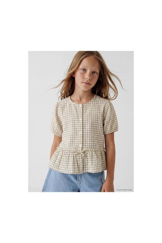 LC Waikiki Alıta Cıty Farkıyla Lcw Kids Ekru Ekose Standart & Regular Kız Çocuk Gömlek Ekru - 932394540 Ekru