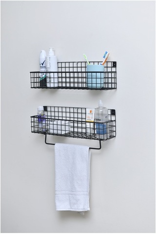 Metal Mutfak Banyo Duvar Havluluk Rafı 2’Li Set Wd 239 Siyah