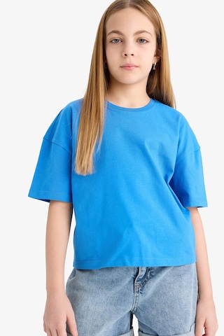 Defacto Kız Çocuk Relax Fit Bisiklet Yaka Basic Düz Kısa Kollu Tişört Z5095a625smbe124 Mavi