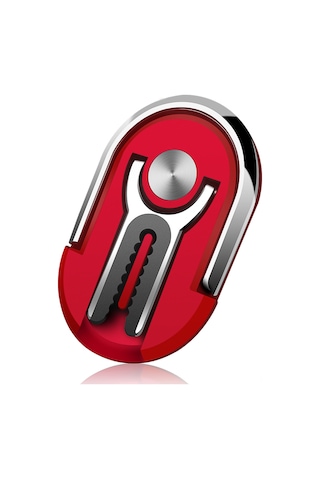 Suofeng Araç Vantilya Telefon Tutucu 360 Döner Çift Fonksiyonlu Zincir Alaşımlı Parmaklı Telefon Stantı Pembe