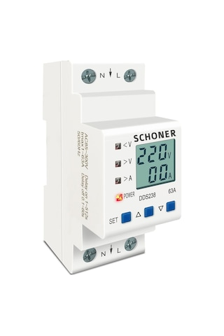 Schoner Gerilim Koruma Rölesi Yüksek - Düşük Voltaj/Akım Koruma 63A