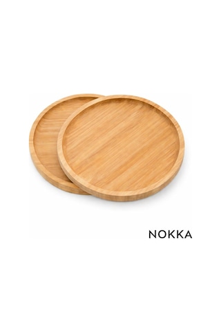 2 Adet Bambu Yuvarlak Servis Tabağı 20x20 Cm Renksiz
