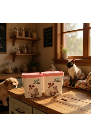 Ny Home Kedi Köpek Mama Kutusu Pembe Kapak 2 Adet