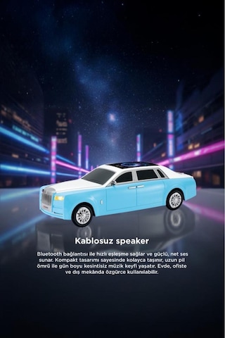 Bluetooth Hoparlör Rolls-royce Görünümlü Araba Led Ekranlı 15w Tws Fm Usb Speaker D82