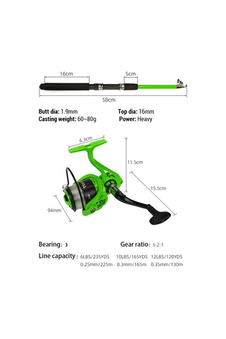 Jeemson 2.1m Ultra Hafif, Taşınabilir Olta Seti Turuncu - 5.2:1 Dişli Oranı Ve Tam Züccaciye Paketi