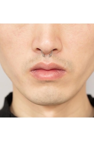 Paslanmaz Çelik Burun Fake Piercing Septum Mıknatıslı Ecp01