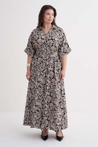 Beli Lastikli Kemerli Uzun Elbise-6218 Krem