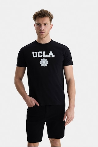 Ucla Gayley Siyah Bisiklet Yaka Baskılı Standard Fit Erkek Tshirt Siyah