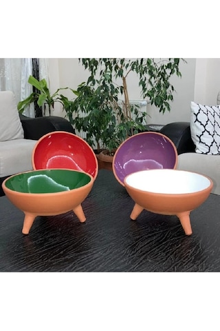 Ath Store Çömlek Kedi Köpek Mama Su Kabı Ayaklı Sırlı 2'li 20 CM