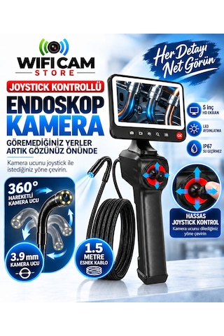 Joystıck Kontrollü Endüstriyel Endoskop Yılan Kamera 1.5 Metre