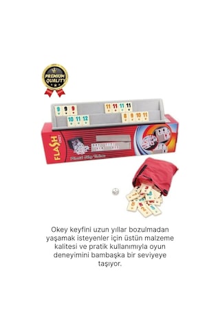Premium Kaliteli Eğlence Hobi Çizilmeye Dayanıklı Silinebilir Büyük Boy Flash Plastik Okey Takımı