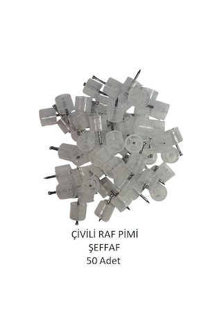 Çivili Raf Pimi Şeffaf 50 Adet Şeffaf