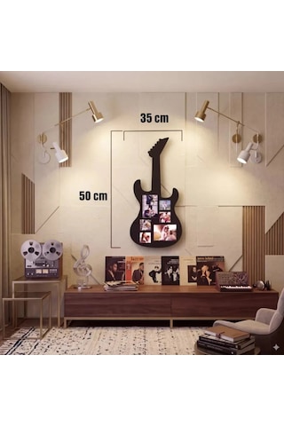 Modern Rock Serisi: Siyah Lazer Kesim Gitar Figürlü Çoklu Anı Çerçevesi Çok Renkli