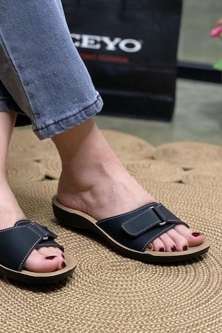 Ceyo 9808-15 Topuk Jelli Anatomik Taban Kadın Terlik Siyah 36-40 Siyah