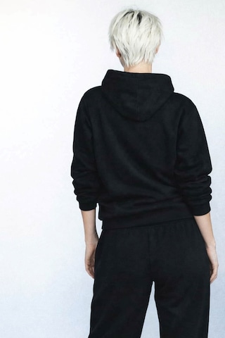 İçi Polarlı Kapşonlu Kadın Sweatshirt Hoodie Siyah