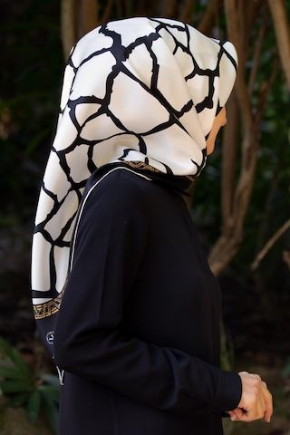 Vissona Tivil Siyah-krem İpek Eşarp 10639-0003-0001 - Kadın