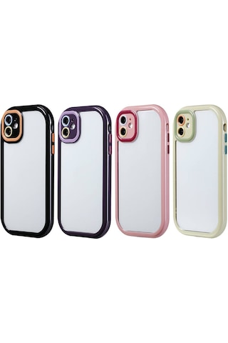 Effox Apple Uyumlu iPhone 11 Kılıf Kamera Korumalı Renkli Kenar Ve Çerçeve Tasarımlı Vitamin Ka Mürdüm