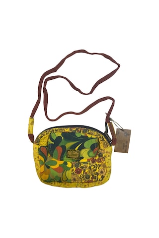 Vintage Salaş Renkli Küçük Boy Uzun Askılı Günlük Çapraz Postacı Omuz Çantası 22 Cm X 15 Cm Yeşil - Sarı