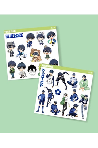 Yoichi Isagi -anime Bluelock-parlak Kağıt -2li Sticker Set-telefon Futbol Süsleme Blue Lock Beyaz